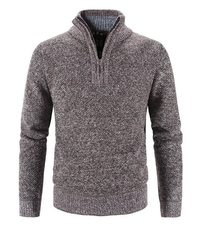 Winter Men's Fleece Thicker Sweater Half Zipper Turtleneck Warm Pullover Quality Male Slim Knitted Wool Sweaters for Spring.