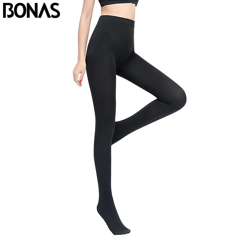 BONAS Women Plus Size Winter Tights High Elastic Velvet Warm Pantyhose Sexy Keep Warm Legins Female High Quality Warm Tights