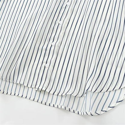 TAOP&ZA Women's Clothing 2024 Early Autumn New Fashion Chic Casual Loose Versatile Texture Striped Long-sleeved Shirt 8926551.