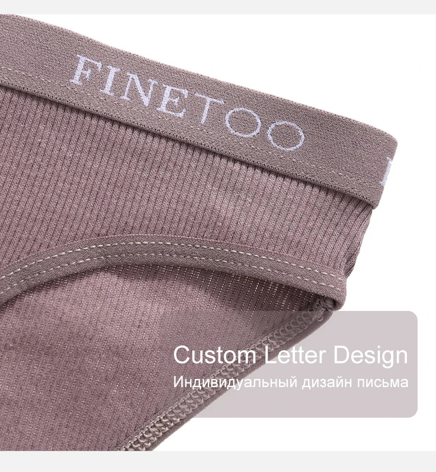 FINETOO 3PCS/Set Women's Underwear Cotton Panty Sexy Panties Female Underpants Solid Color Panty Intimates Women Lingerie M-2XL.