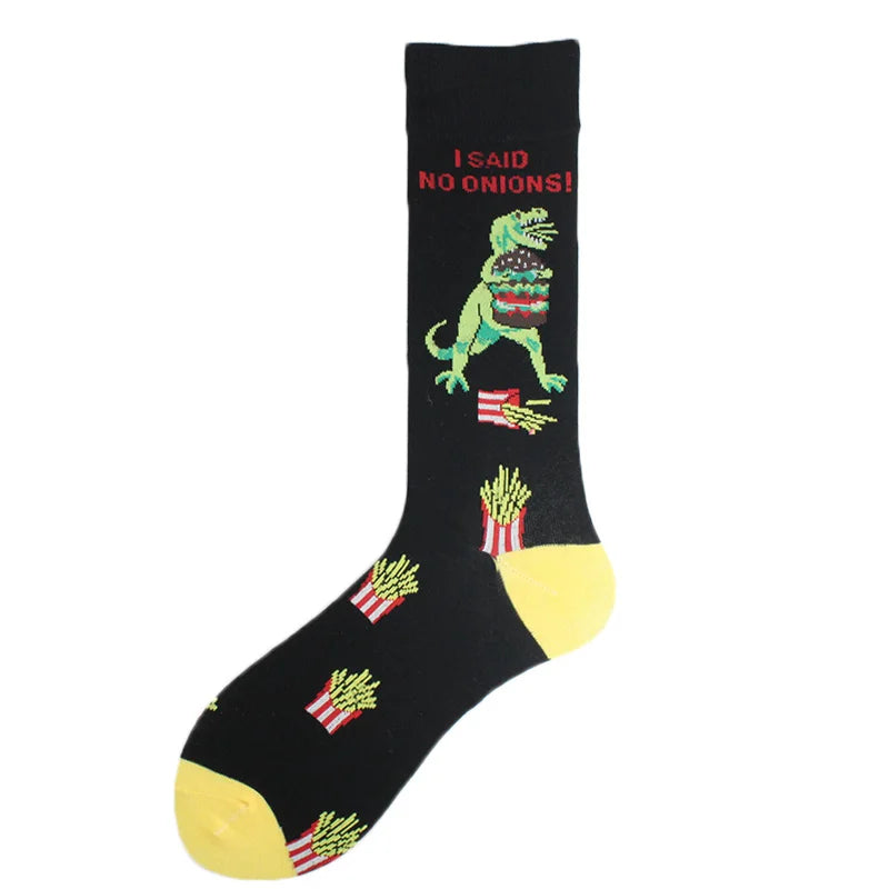 Cotton Happy Funny Socks Men Alien Planet Shark Crazy Design Sokken Unisex Novelty Dinosaur Crew Skateboard Calcetines Hombre.
