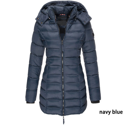 Winter Jacken für Frauen Zipper Mit Kapuze Baumwolle Gepolsterte Jacken Langarm Warme Mantel Schlank Parka Weibliche Tragbare Outwear.