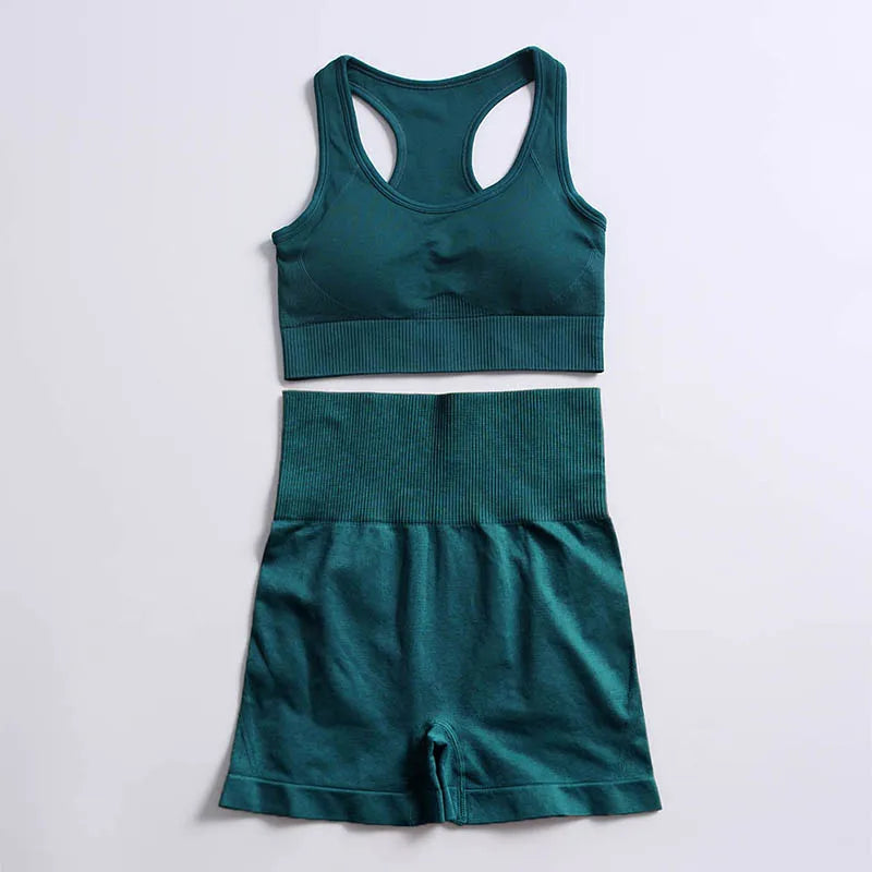 2pcs seamless hyperflex workout sport outfits for women sportswear athletic clothes gym Long Sleeve Crop Top High Waist Leggings