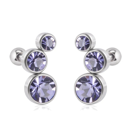 2PCS 361 Surgical Steel Crystal  Ear Tragus Cartilage Earrings 16G Three Zircon Lobe Helix Daith Earring Piercing Body Jewelry