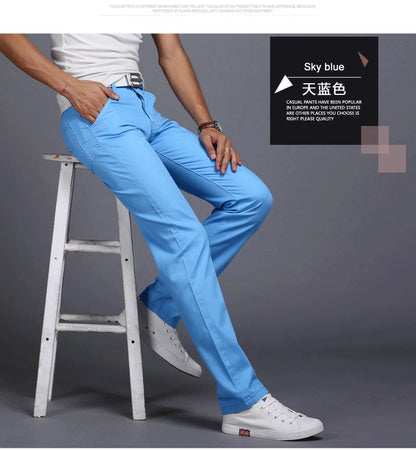 2022 Spring summer New Casual Pants Men Cotton Slim Fit Chinos Fashion Trousers Male Brand Clothing 9 colors Plus Size 28-38.