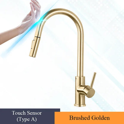 Pull Out Touch Sensor Kitchen Faucet 360 Rotation Smart Kitchen Faucet Sensor Tap Faucet Single Handle Mixer Tap