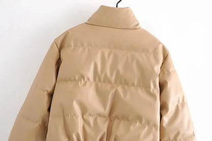 Winter frauen Jacke Dicke Warme Kurze Parka Schwarz Pu Leder Mäntel Frau Parkas Elegante Zipper Baumwolle Jacken Mantel Weibliche neue