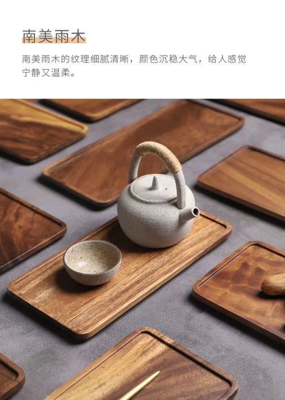 Rectangle Wooden Tea Tray Serving Table Plate Snacks Food Storage Dish for Hotel Home.