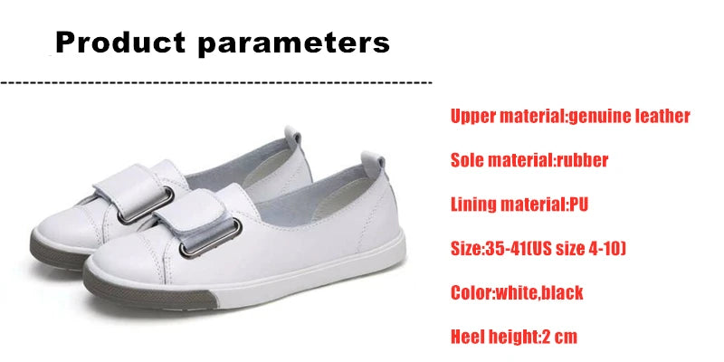WOIZGIC Women Ladies Female Student Genuine Leather Casual Shoes White Flats Korean Vulcanized Shoes Spring 35-41 DF-YC259.