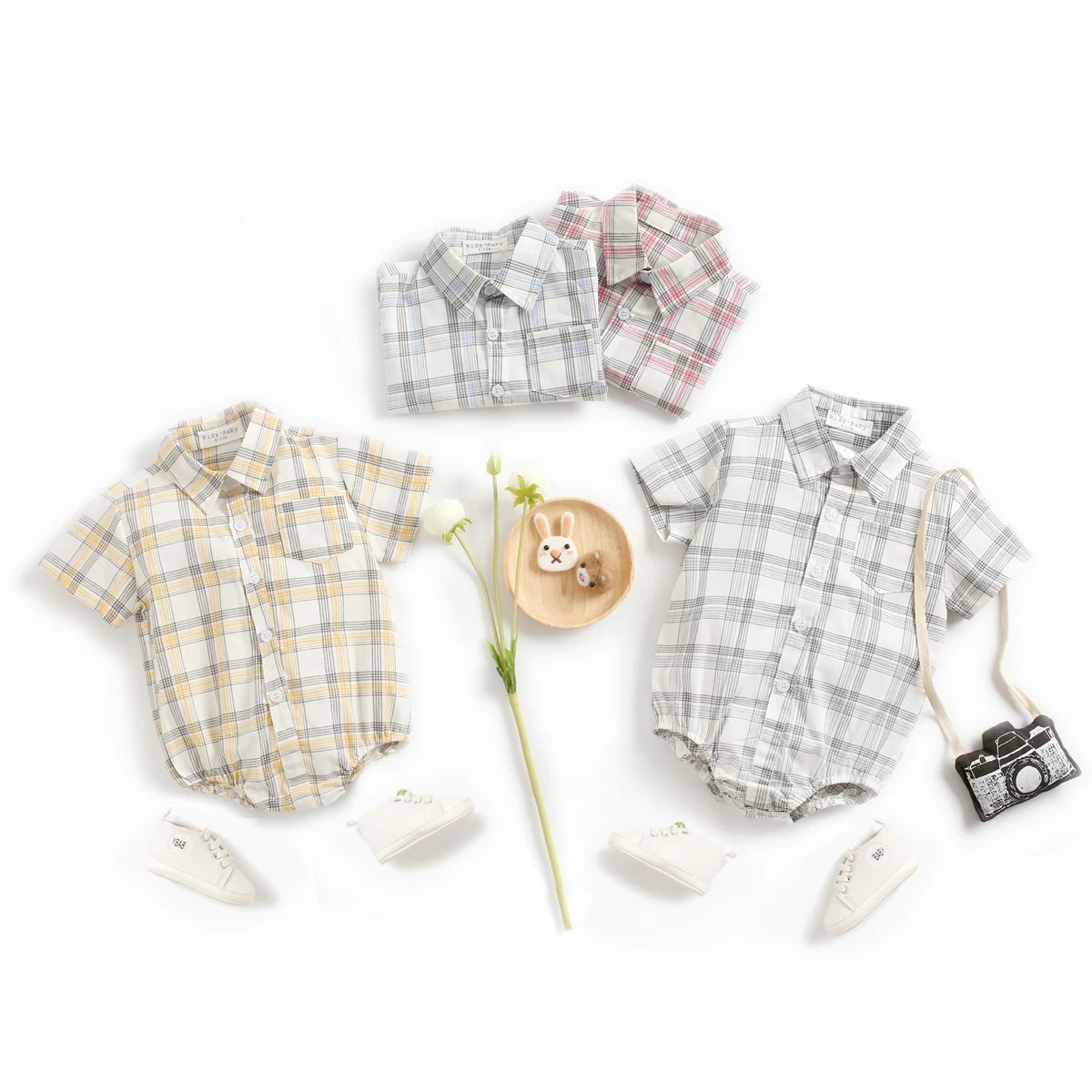 Sanlutoz Baumwolle Baby Jungen Bodys Mode Neugeborenen Kleidung für Baby Jungen Kurzarm Sommer Baby Kleidung Plaid.