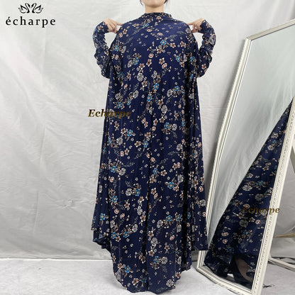 1 Pieces Muslim Hijabs Dress Women's Prayer Garment Dubai Abaya Arab Jibab Islam Flowers Djellaba Femmel Khimar Caftan Clothes