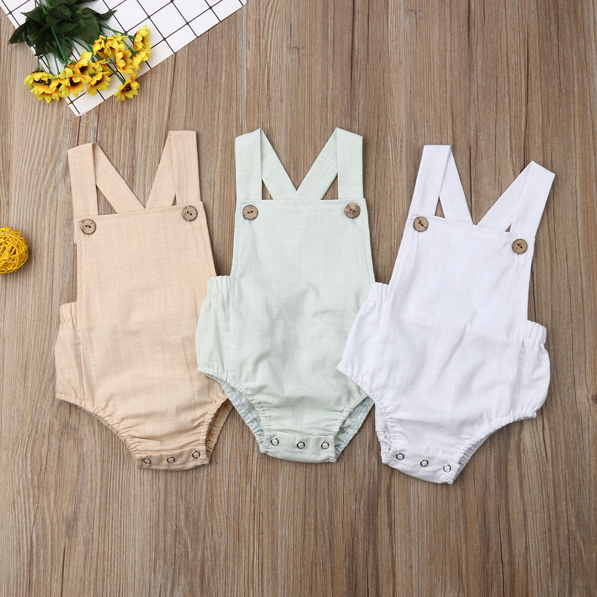 0-3y Baby Sommerkleid ung Neugeborene Baby Boy Mädchen Baumwolle Bodysuit gestreift solide lässige Overall Outfits Sonnen anzug.