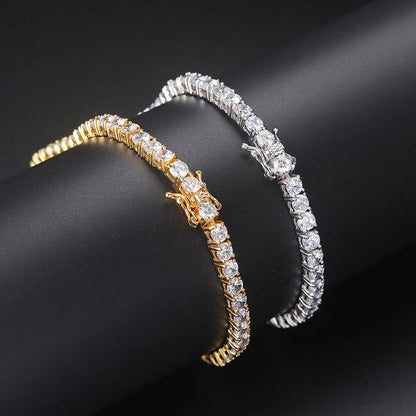 Iced Out Crystal Tennis Bracelet for Women Punk Hiphop Luxury AAA+ Cubic Zirconia Wedding Gold Color Hand Chain Jewelry OHH118.