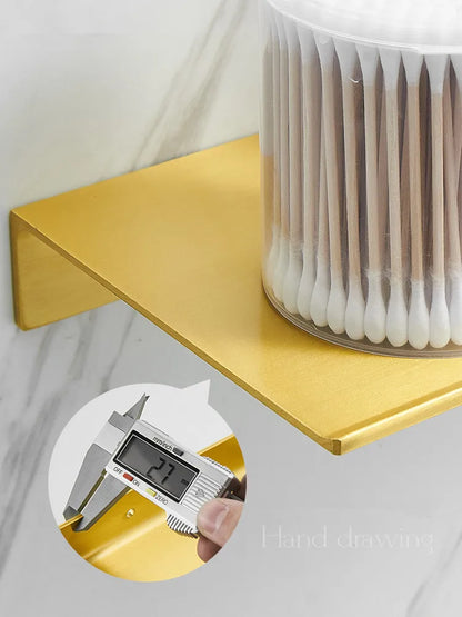 Gebürstet Gold Metall Bad Regal Wand Lagerung Rack Waschtisch Bohren Große Wand Regal für Lagerung 30/40/50/60cm Länge Halter