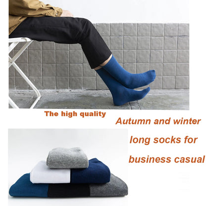 5Pairs New High Quality Business Casual Men Socks Black Men's Dress Long Socks Autumn Keep Warm Colorful Full Happy Socks Male.