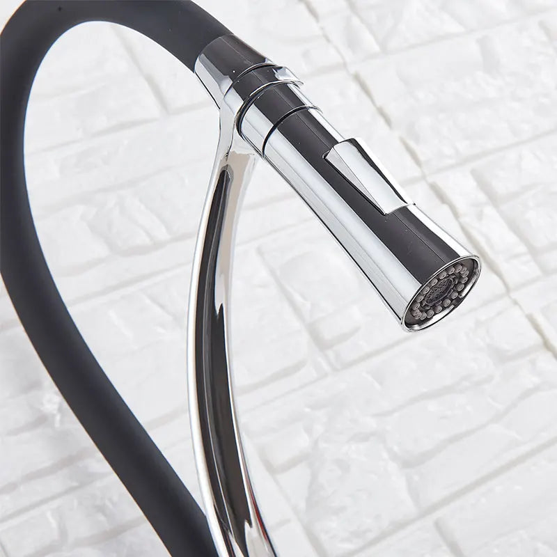 Kitchen Faucet Swivel Pull Down Black Hose Kitchen Sink Faucet Sink Tap Mounted Deck Bathroom Hot And Cold Water Mixer Crane