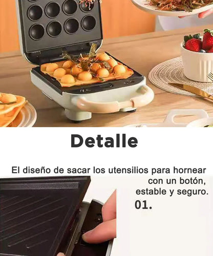 2025 New Sandwichera 3 en 1 Tostadora eléctrica Waffle Maker Desayuno Pancake Donut Egg Waffle Fish Cake Horno eléctrico.