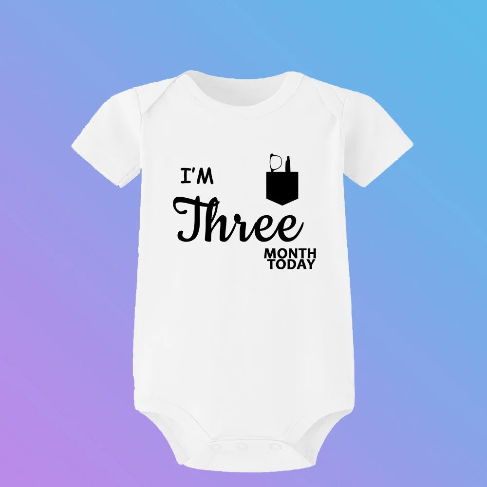 Monatlicher Meilenstein-Baby-Wachstums-Body, cooler Junge, 1–12 Monate, Einteiler, Babyparty, Geschenk, Monatsbilder, monatliche Overall-Kleidung