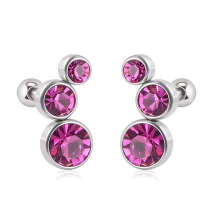 2PCS 361 Surgical Steel Crystal  Ear Tragus Cartilage Earrings 16G Three Zircon Lobe Helix Daith Earring Piercing Body Jewelry