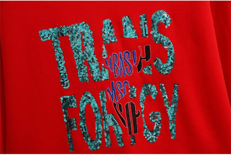 150 kg Übergröße Damen Büste 157 Winter Fleece Lose Pailletten Brief Sweatshirts Rundhals Pullover Top 5XL 6XL 7XL 8XL 9XL