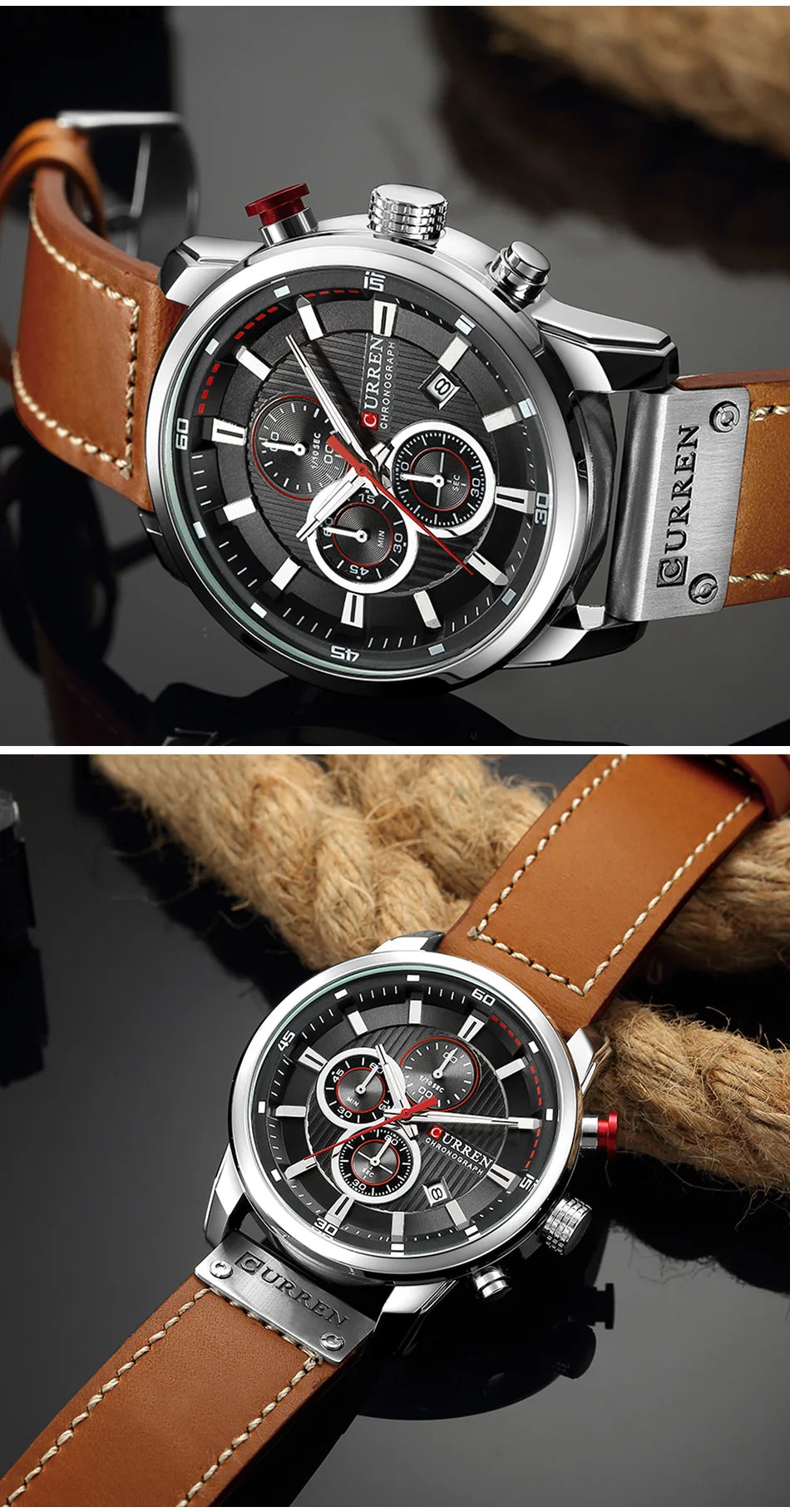 CURREN Brand Watch Men Leather Sports Watches Men's Army Military Quartz Wristwatch Chronograph Male Clock Relogio Masculino.