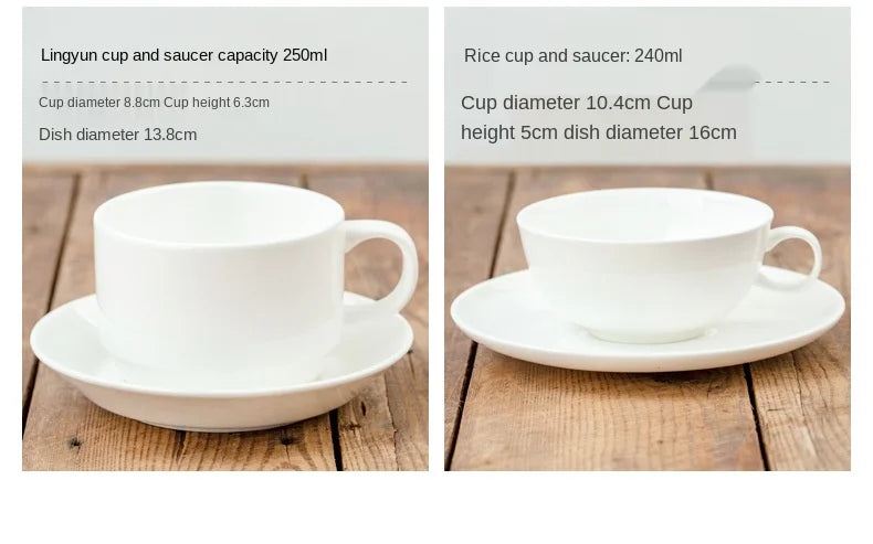 Pure White Bone China Coffee Cup Ceramic Simple Nordic Latte Cups Creative Fancy Afternoon Tea Cafe Coffee Cup and Saucer Spoon