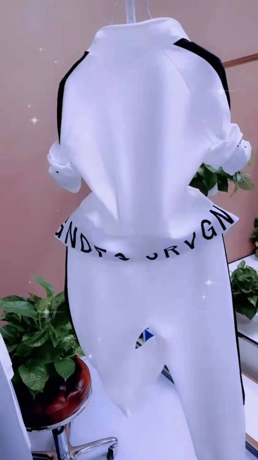 Women's Casual Suit Spring Autumn New Fashion Korean Sportswear Slim Long Sleeve Coats Tops And Pants 2 Two Piece Set For Women.