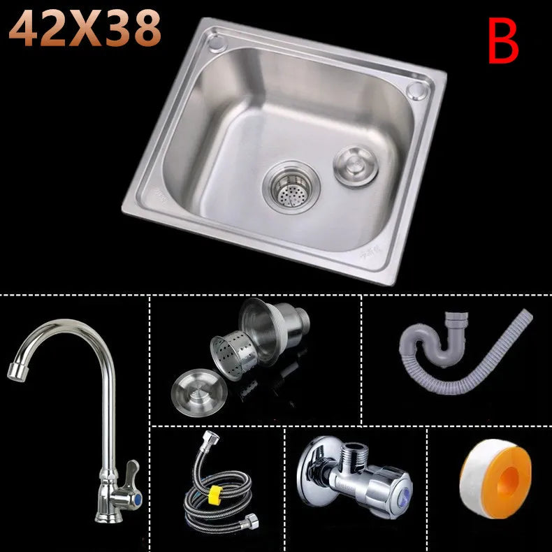 304 stainless steel sink single sink kitchen sink sink single basin thickened sink large single slot set WF907250