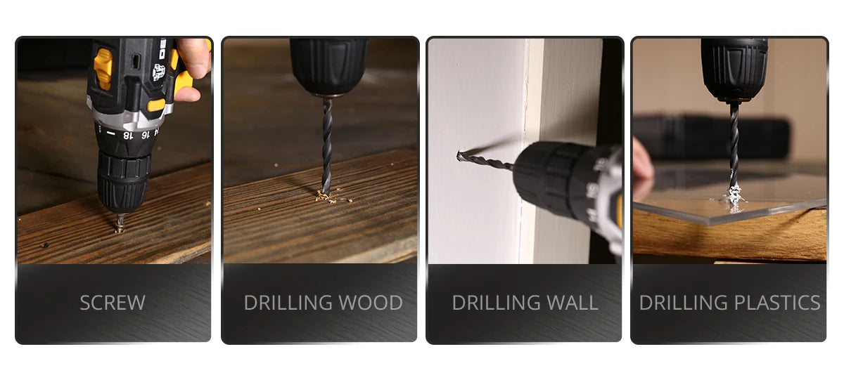 DEKO 12/16/20 V Akku-Bohrschrauber, 2-Gang-Akku, wiederaufladbarer Elektroschrauber, Lithium-Batterie, Kombinationsbox für Elektrowerkzeuge