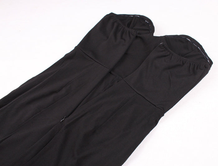 Sexy trägerloses langes schwarzes Maxikleid mit Vorderschlitz, nackte Schulter, rot, Damen-Abend-Sommer-Nachtkleid, Party, Umstandskleider