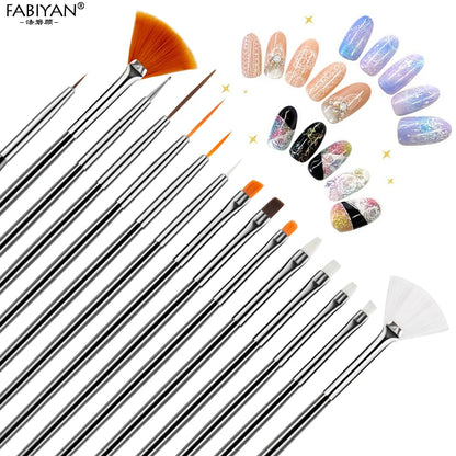 7 Size Nail Art Brush Flat Acrylic Drawing Pen UV Gel Polish French Design Painting Extension Coating Tools Set Manicure.