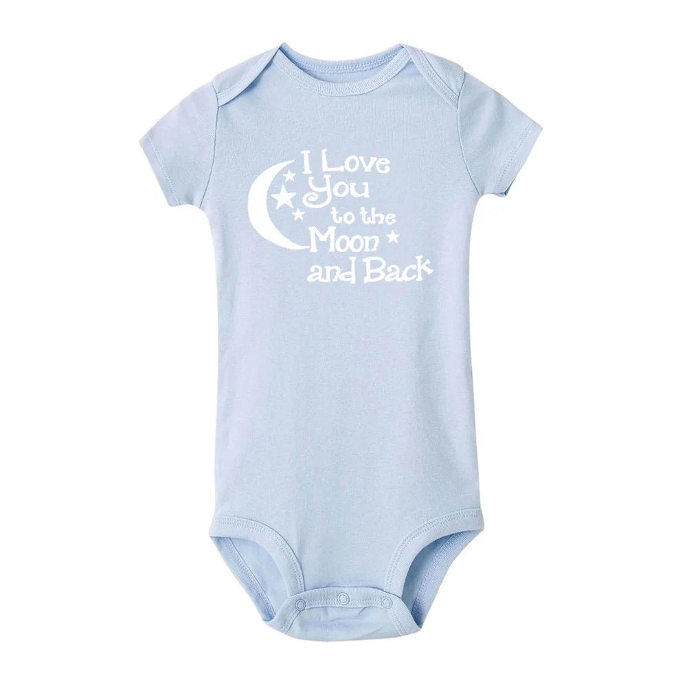 ICH LIEBE DICH ZUM MOND UND ZURÜCK & My Auntie Liebt Mich Gedruckt Jungen Mädchen Infant Playsuits Ein Stück schöne Baby Kid Romper Body.