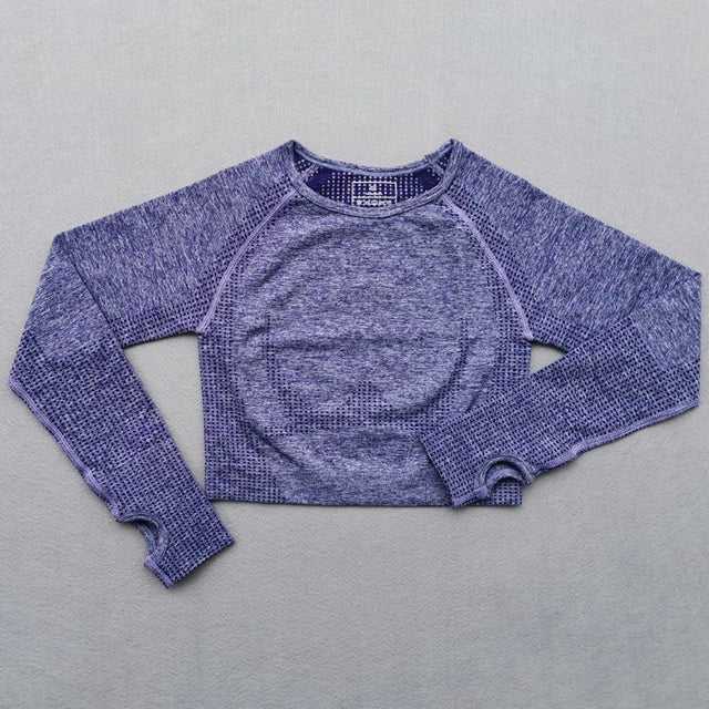 New Seamless Yoga Top Long Sleeve Workout Tops For Women Fitness Gym Crop Top Athletic Gym Shirts Women Sportswear Active