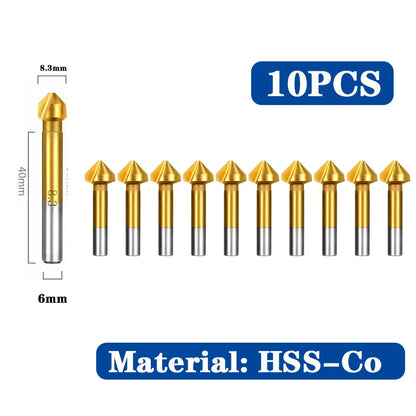 HSS Fasen Anfasen Cutter Schaftfräser Werkzeug Senker Bohrer Set Zu Holz Stell Fasen Cutter Power Tool 3 Flöte 90 grad