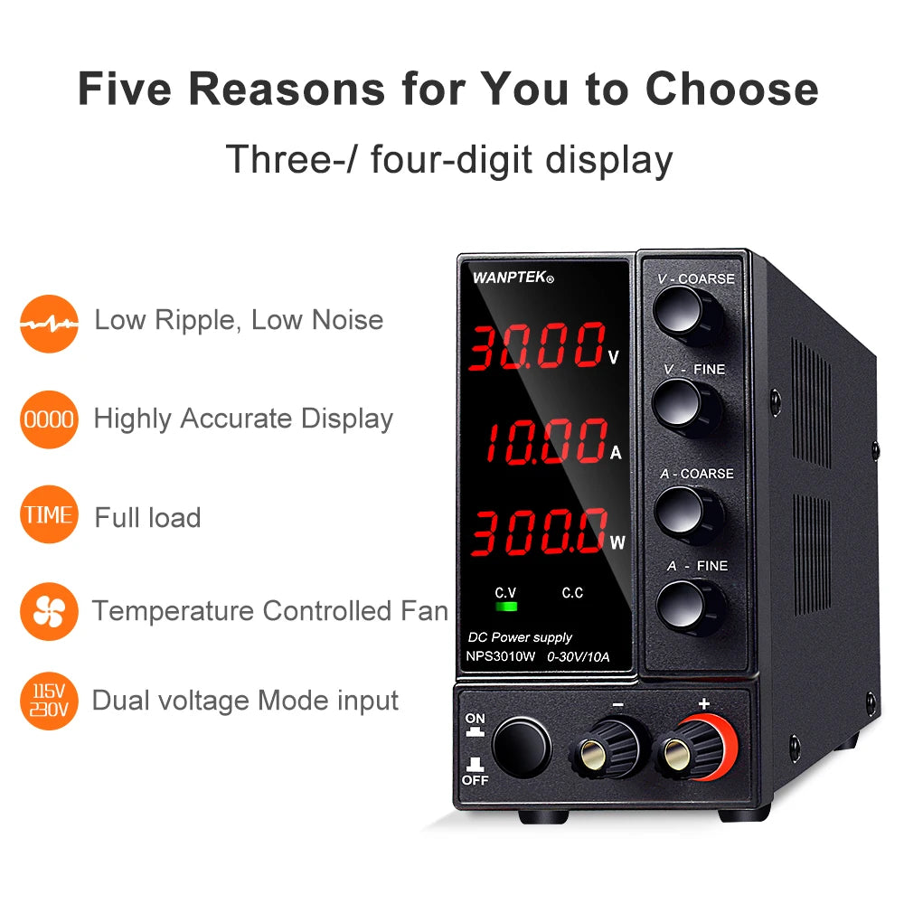 Adjustable DC Power Supply 30V 10A Voltage Regulator LED Digital lab Stabilizer Switching DC Power 60V 5A Bench Source 120V 3A.