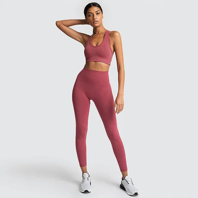 2pcs seamless hyperflex workout sport outfits for women sportswear athletic clothes gym Long Sleeve Crop Top High Waist Leggings