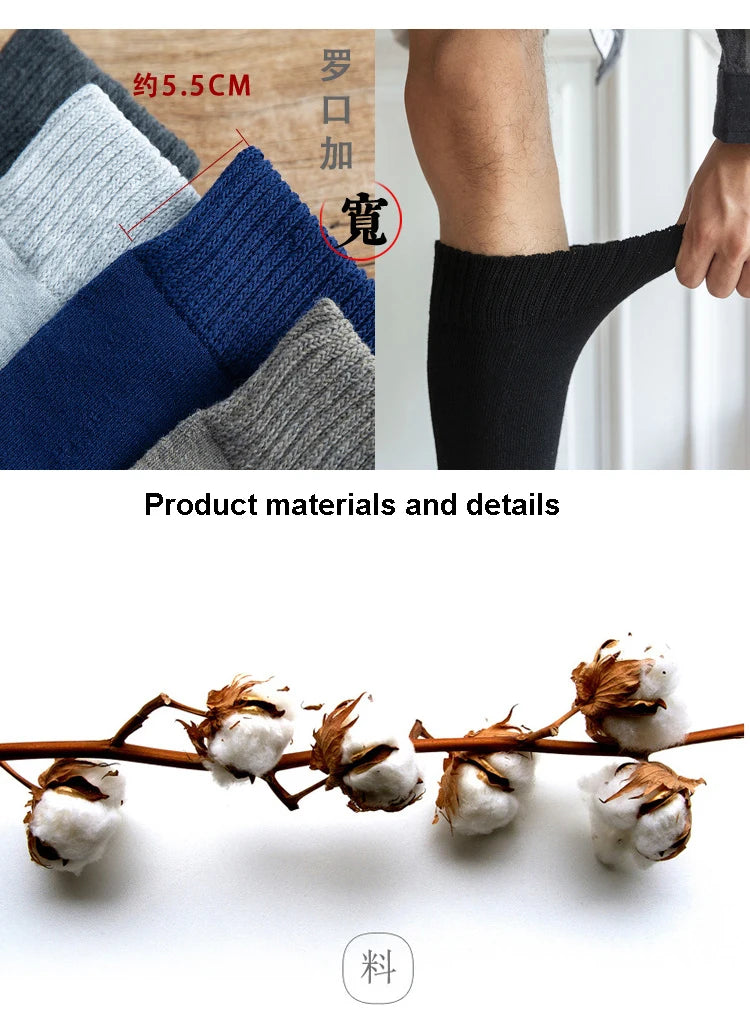 6PCS=3Pairs Men's Winter Compression Stocking Warm Hot Knee High Long Leg Terry Socks Warm Thicken Cover Calf Socks Size 38-44.