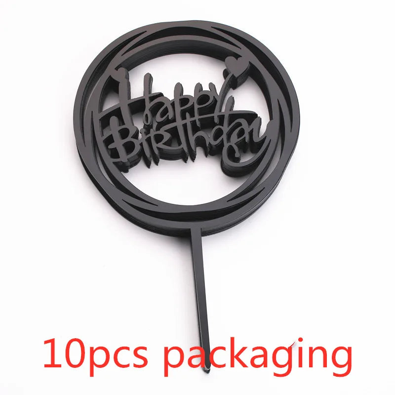 10 Stück Roségold Happy Birthday Kuchendeckel Silber Schwarz Schlichtes Design Acryl Kuchendeckel Babyparty Party Dessert Dekoration