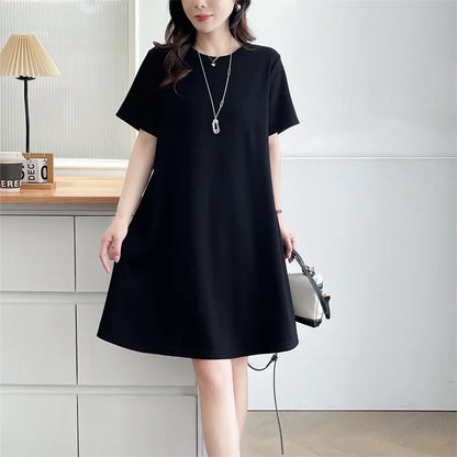 New Summer Style XL-4XL Plus Size Women's Dress Versatile and Fashionable with Elastic Waist Slimming and Loose Fit.