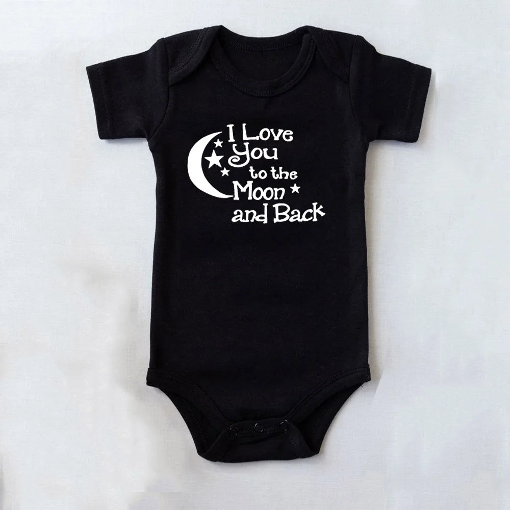 ICH LIEBE DICH ZUM MOND UND ZURÜCK & My Auntie Liebt Mich Gedruckt Jungen Mädchen Infant Playsuits Ein Stück schöne Baby Kid Romper Body.
