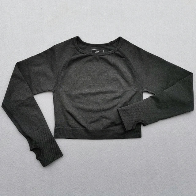 New Seamless Yoga Top Long Sleeve Workout Tops For Women Fitness Gym Crop Top Athletic Gym Shirts Women Sportswear Active