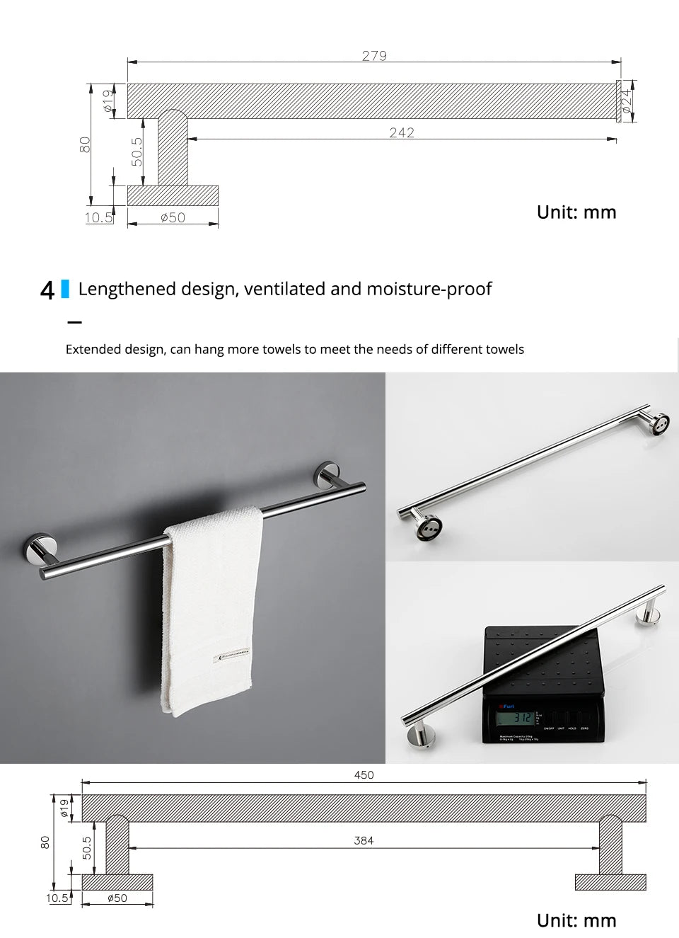 BagnoLux Edelstahl Chrom Schöne Wand Haken Wc Papier Halter Handtuch Ring Bar Selbst-Adhesive Bad Zubehör