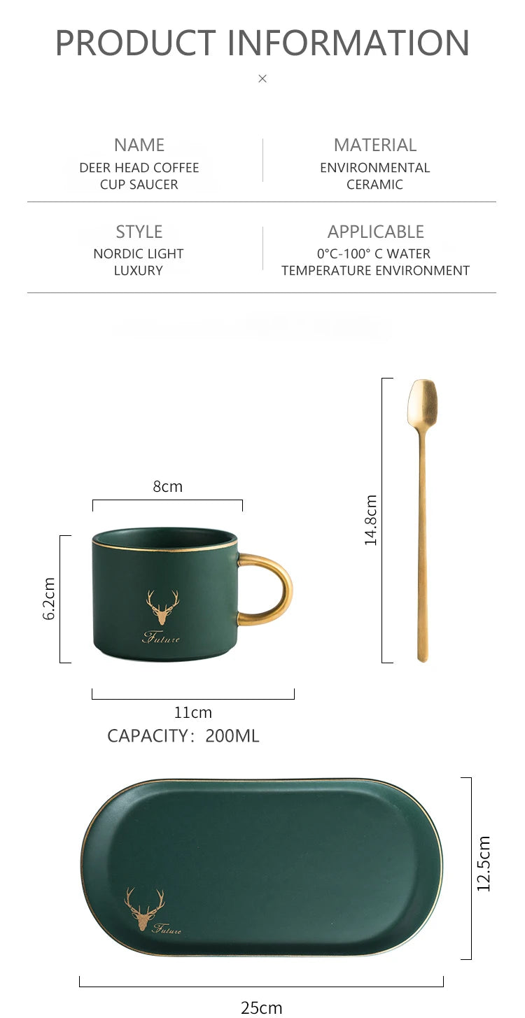 European Luxurious Gold Rim Ceramics Coffee Cups And Saucers Spoon Sets With Gift Box Tea Soy Milk Breakfast Mugs Dessert Plate.