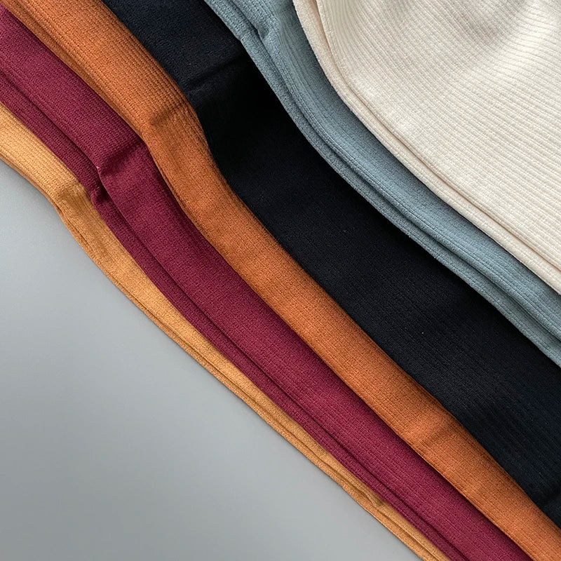 Ribbed Yoga Pants High Waisted Gym Leggings Sport Women Fitness Seamless Female Legging Tummy Control Running Training Tights.