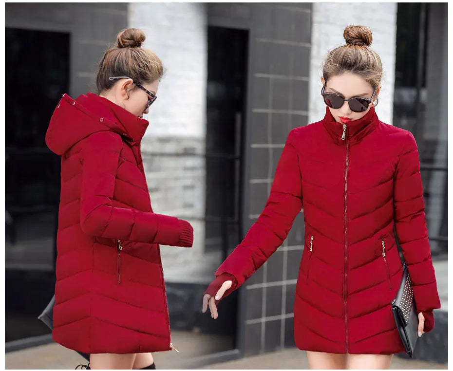2023 neue Ankunft Mode Schlanke Frauen Winter Jacke Baumwolle Gepolstert Warm Verdicken Damen Mantel Lange Mäntel Parka Damen Jacken