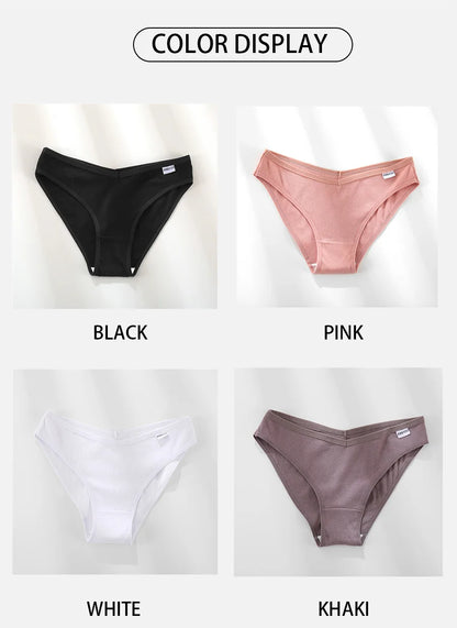 FINETOO 3PCS/Set Women's Underwear Cotton Panty Sexy Panties Female Underpants Solid Color Panty Intimates Women Lingerie M-2XL