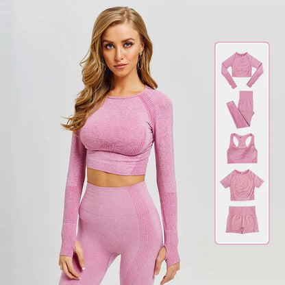 Women Seamless Yoga Set Fitness Clothing Sportswear Woman Gym Leggings Push up legging Cropped Shirts Sports Suits.