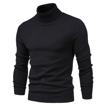 2021 New Winter Men Turtleneck Sweater Casual Solid Color Warm Pullover High Quality Slim High Neck Long Sleeve Sweater Men.