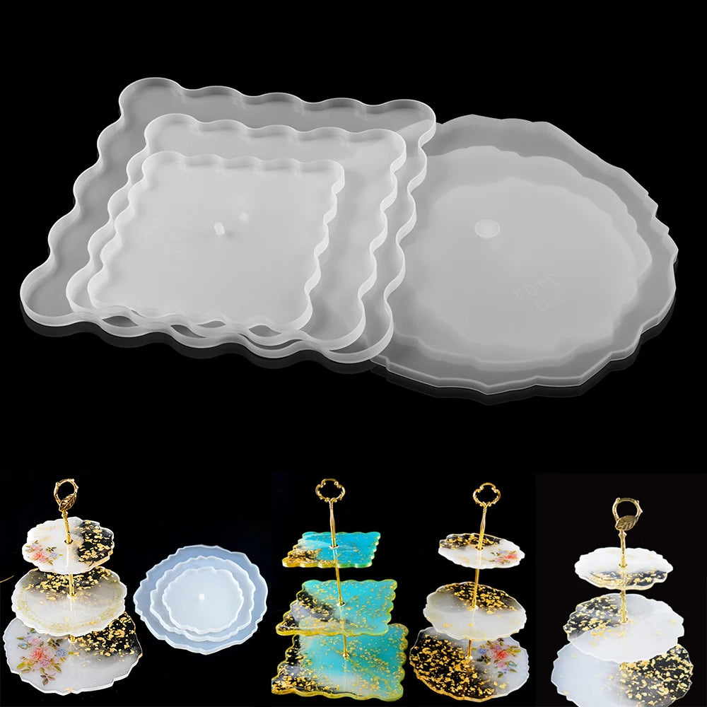 Three-Layer Fruit Dish Epoxy Resin Mold Tea Tray Silicone Molds Storage Tray Mould For DIY UV Resin Coaster Accessories.