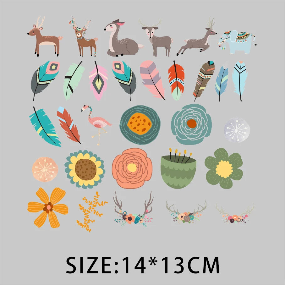 Cartoon Pflanze Blumen Aufkleber Wärmeübertragung PVC Patch Hitzeempfindliche Patches Bügelaufkleber auf Kleidung DIY Applikationen.